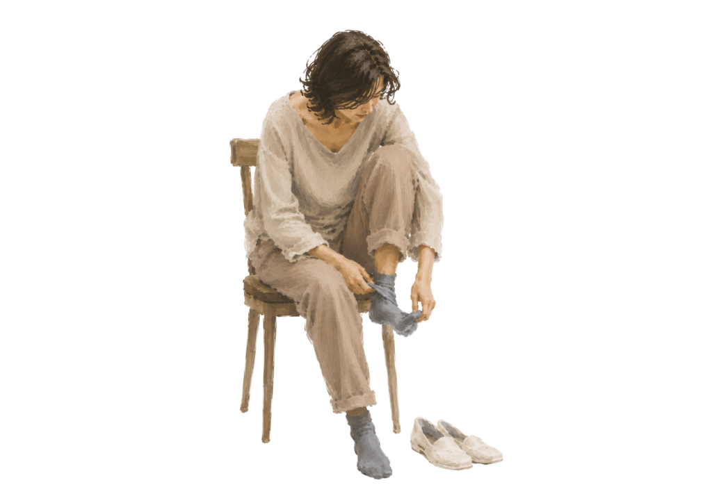 足のニオイを気にしている人のイラスト