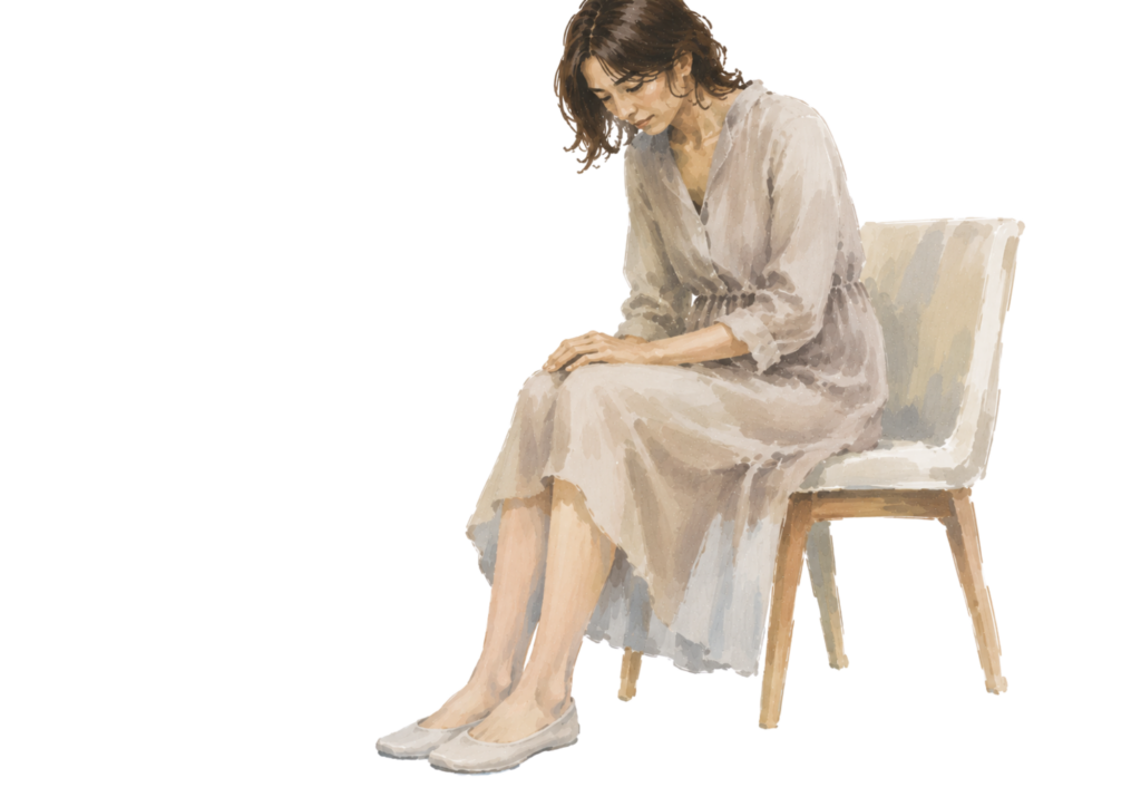 夏の足冷え 冷房で足元が冷えている女性のイラスト
