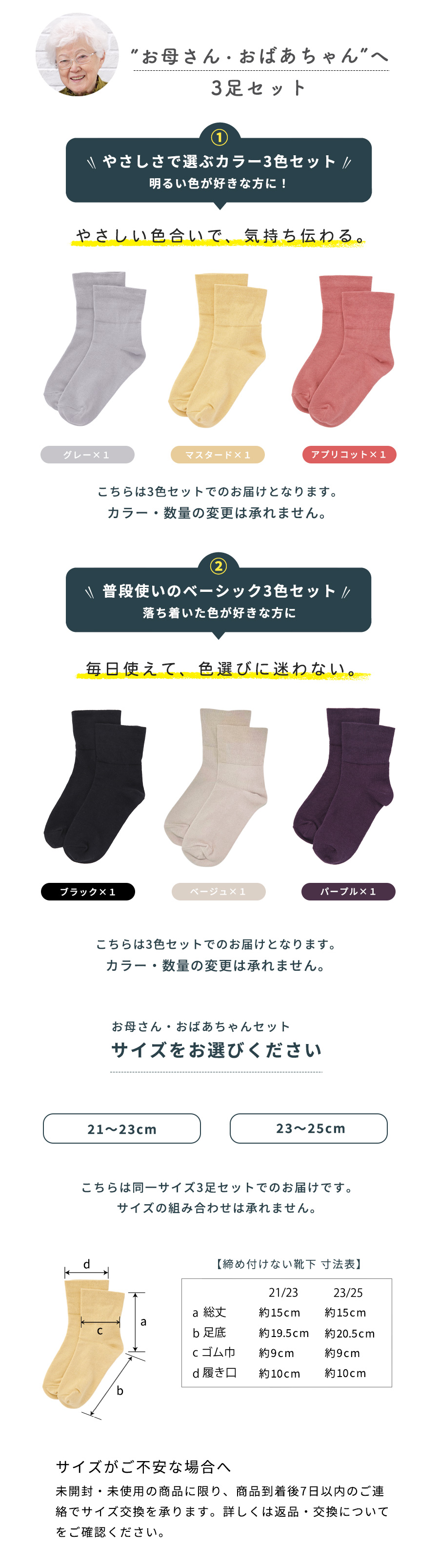 足首ゆったり、リラックスできる靴下