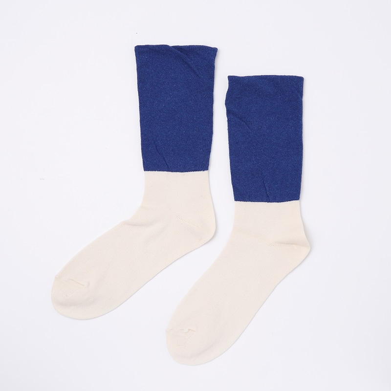 締め付けない靴下　青