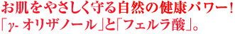 お肌をやさしく守る自然の健康パワー！「γ-オリザノール」と「フェルラ酸」